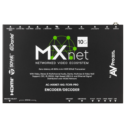 MXNet 10G SDVoE Transceiver with with Icron Technologies, the ExtremeUSB® and Dante